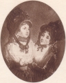 Luise (links) und Friederike, Herzoginnen zu Mecklenburg-Strelitz im Herbst 1793, Stich von J.F. Bolt 1794